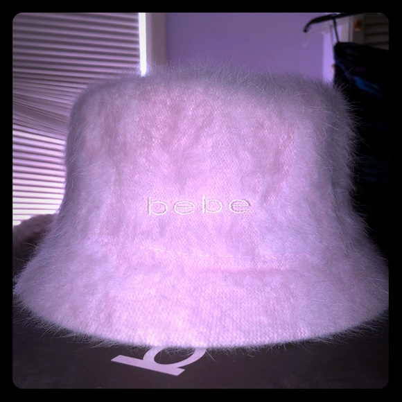 bebe Accessories - Super cute pink angora Bebe bucket hat